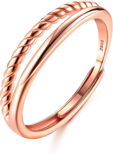 925 Sterling Silver Ring for Women Adjustable Thumb Rings Stacking Twist Band Ring Promise Ring Eternity Wedding Ring Engagement Rings Rose Gold Silver Gold Rings for Women in Saudi Arabia