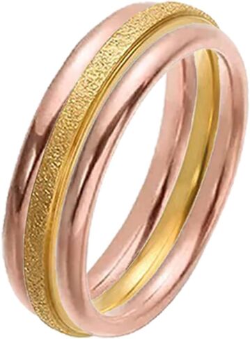 9 Pack Stackable Rings for Women - Dainty Titanium Steel Womens Ring, Silver, Gold, Rose Gold, Triple Band Design, Textured and Smooth Finish,Minimalist Thin Rings for Daily/Wedding/Party in Saudi Arabia