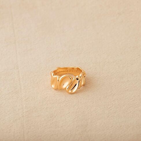 Gold Concave Ring for Women Twisted 14K Gold Plated Minimalist Stack Chunky Band Finger Jewelry Size 10 in Saudi Arabia