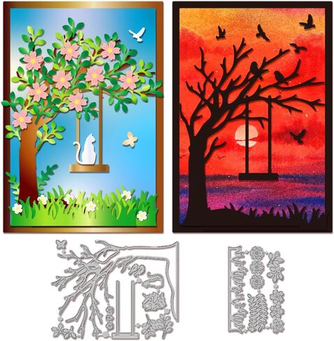 GLOBLELAND Tree of Life Cutting Dies Sun Die Cuts Metal Moon Cutting Dies Template for Card Making Decoration DIY Scrapbooking Album Craft Decor in Saudi Arabia
