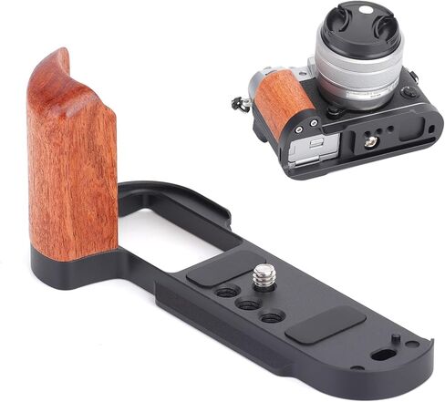 XT50 قبضة مقبض خشبي Retro for Fujifilm ، لوحة تركيبة صغيرة على شكل L ، إطار معدني سريع L Plate Grip for Fujifilm XT50 كاميرا (فضية) in Kuwait