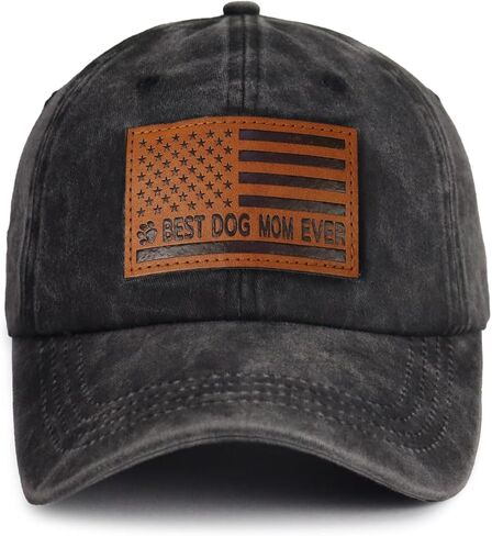 The Dogmother Hat for Women, Adjustable Cotton Leather Patch Best Dog Mom Ever Baseball Cap in Saudi Arabia