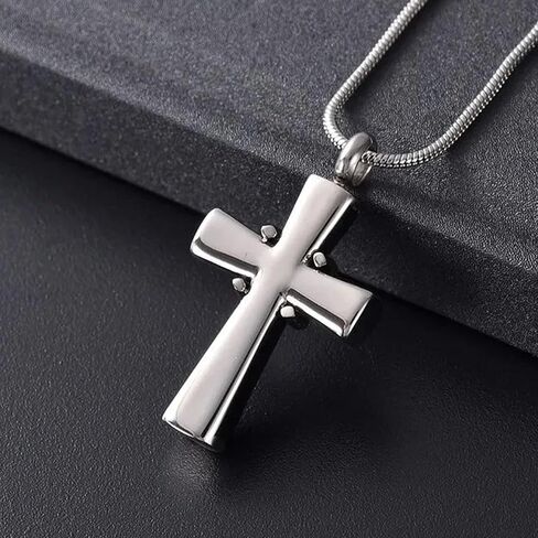 Onyx Diamond Cross Urn Pendant Necklace for Memorial Cremation Ashes Keepsake - Black in Saudi Arabia