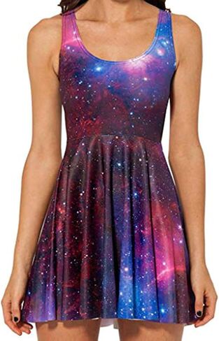Sister Amy® Women's Galaxy Printed Elastic Sleeveless Shaping Camisole Skater in Saudi Arabia