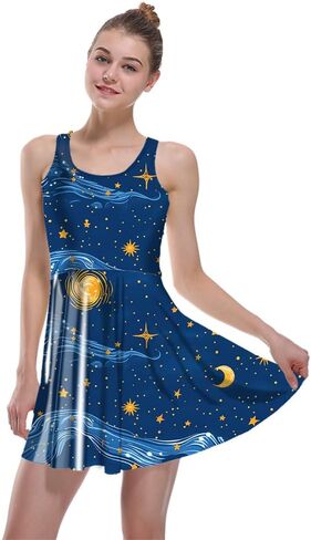 Sister Amy® Women's Galaxy Printed Elastic Sleeveless Shaping Camisole Skater in Saudi Arabia