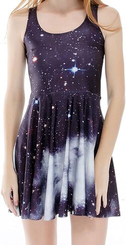 Sister Amy® Women's Galaxy Printed Elastic Sleeveless Shaping Camisole Skater in Saudi Arabia