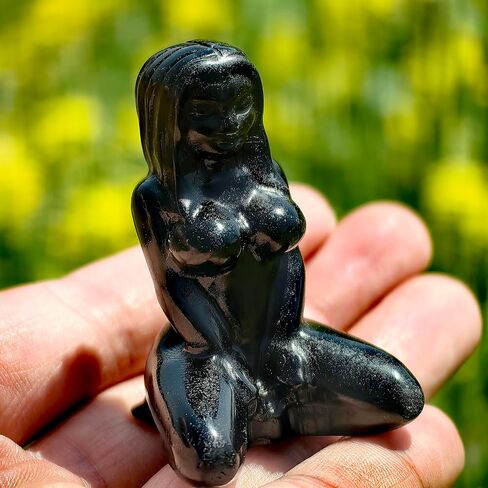 Natural Obsidian Opal Hand Carved Female Model,Crystal Quartz Kneeling Female Model Carving,Reiki Healing Crystal,Home Decor,Crystal Gift 1PC (Obsidian) in Saudi Arabia