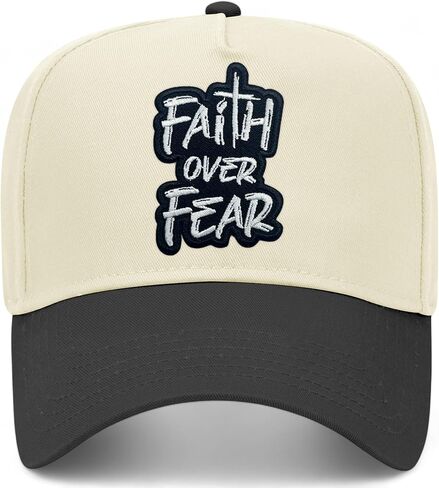 Faith Over Fear Embroidered Patch Hat | Premium Christian Snapback Baseball Vintage Trucker Hat for Men & Women in Saudi Arabia