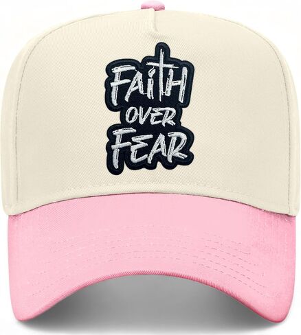 Faith Over Fear Embroidered Patch Hat | Premium Christian Snapback Baseball Vintage Trucker Hat for Men & Women in Saudi Arabia