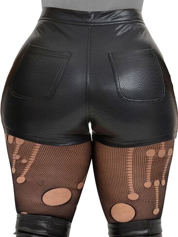 Women's High Waist Faux Leather Shorts Sexy PU Leather Matt Shorts in Kuwait