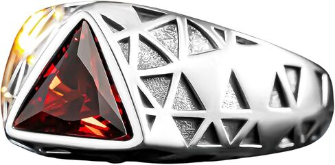 Men’s Ruby Ring 925 Sterling Silver – Triangular Gemstone Victorian Style, Unique Handmade Jewelry, July Birthstone Gift for Father in Saudi Arabia
