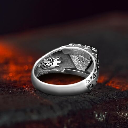 Men’s Ruby Ring 925 Sterling Silver – Triangular Gemstone Victorian Style, Unique Handmade Jewelry, July Birthstone Gift for Father in Saudi Arabia