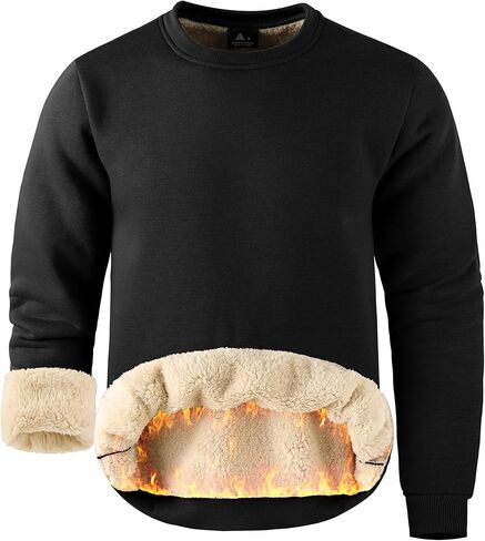 ZITY رجل شتاء دافئ ثقيل البلوز كنزة صوف Crewneck سميكة شيربا اصطف بلوزات الحرارية شيربا سترة in Kuwait