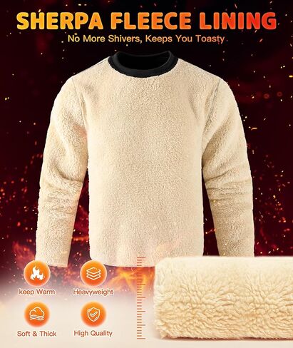 ZITY رجل شتاء دافئ ثقيل البلوز كنزة صوف Crewneck سميكة شيربا اصطف بلوزات الحرارية شيربا سترة in Kuwait