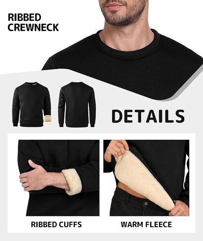 ZITY رجل شتاء دافئ ثقيل البلوز كنزة صوف Crewneck سميكة شيربا اصطف بلوزات الحرارية شيربا سترة in Kuwait