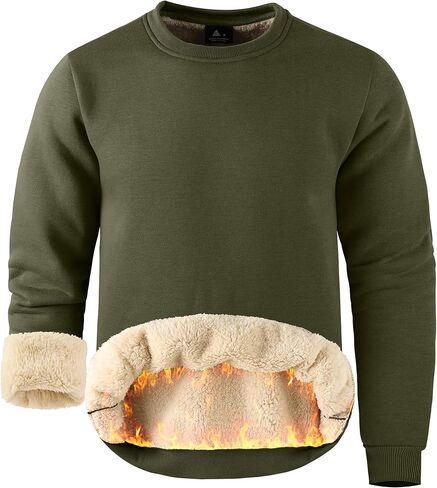 ZITY رجل شتاء دافئ ثقيل البلوز كنزة صوف Crewneck سميكة شيربا اصطف بلوزات الحرارية شيربا سترة in Kuwait