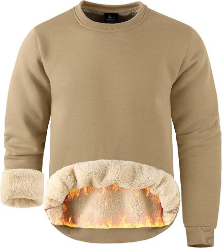 ZITY رجل شتاء دافئ ثقيل البلوز كنزة صوف Crewneck سميكة شيربا اصطف بلوزات الحرارية شيربا سترة in Kuwait