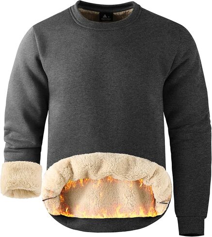 ZITY رجل شتاء دافئ ثقيل البلوز كنزة صوف Crewneck سميكة شيربا اصطف بلوزات الحرارية شيربا سترة in Kuwait