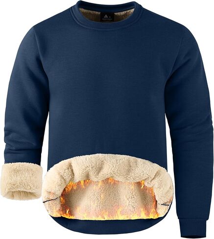 ZITY رجل شتاء دافئ ثقيل البلوز كنزة صوف Crewneck سميكة شيربا اصطف بلوزات الحرارية شيربا سترة in Kuwait
