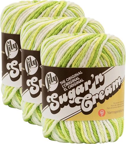 Lily Sugar 'N Cream The Original Ombre Yarn, 2oz, Gauge 4 Medium, 100% Cotton, Key Lime Pie - Machine Wash & Dry in Kuwait