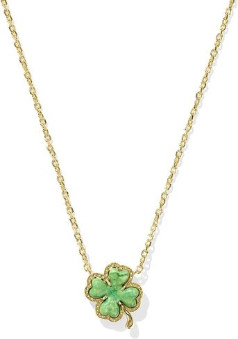 Kendra Scott Clover Short Pendant Necklace in Lime Green Magnesite, 14k Gold-Plated Brass, Fashion Jewelry for Women in Saudi Arabia