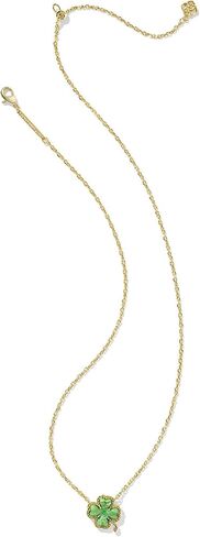 Kendra Scott Clover Short Pendant Necklace in Lime Green Magnesite, 14k Gold-Plated Brass, Fashion Jewelry for Women in Saudi Arabia