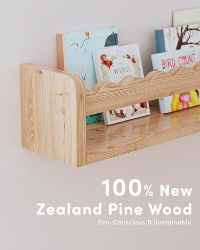 Nursery Book Shelves, Scalloped Shelves, Floating Book Shelves for Wall, Nursery Deocr for Baby, Toddler(Wood, 23 Inches) in Saudi Arabia