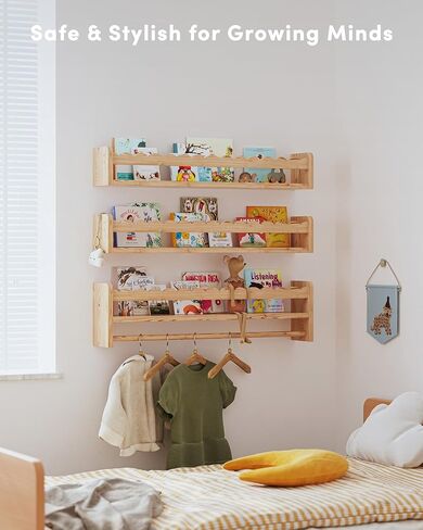 Nursery Book Shelves, Scalloped Shelves, Floating Book Shelves for Wall, Nursery Deocr for Baby, Toddler(Wood, 23 Inches) in Saudi Arabia
