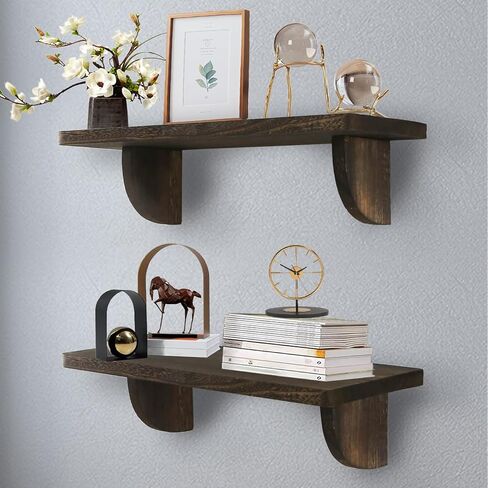 Floating Shelf, 15.5 inch Floating Shelves for Wall Set of 2, Rustic Wood Wall Mounted Vintage Hanging Shelves for Living Room, Bedroom, Bathroom, Kitchen, Home Decor, White in Saudi Arabia