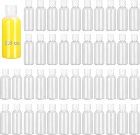 80 Pack 2.8 oz Plastic Bottles with White Top Caps, Clear Empty Plastic Bottles with Flip Caps, Cosmetic Plastic Bottles, Travel-Friendly Plastic Bottles, BPA-Free for Liquids in Kuwait