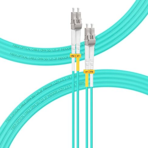 FLYPROFiber- 2M-6Pack LC to LC Fiber Patch Cable OM4 Multimode, MM Multi Mode Fiber Optic Cable, MMF Fiber Jumper Cord, 10Gb/40Gb/100Gb, Duplex, 50/125um, LSZH, 2M(7ft)-6Pack in Kuwait