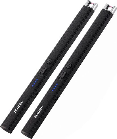 2 Pack Electric Wighter - Candle Wighter Windproof & Flameless مع تقنية البلازما القابلة لإعادة الشحن USB ، مفتاح السلامة ، للمطبخ ، الشموع ، الألعاب النارية (الفضة ، الأسود) in Kuwait