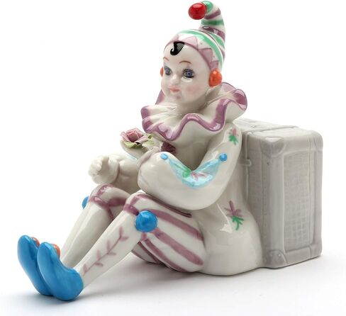 Cosmos Gifts Fine Porcelain Lady Clown Joker Doll Sit by Travelling Luggage Music Box Figurine Plays Music Tune of What A Wonderful World 7 inches in Saudi Arabia