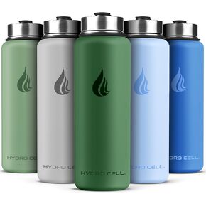 زجاجة مياه معزولة من الفولاذ المقاوم للصدأ من HYDRO CELL مع قش - للمشروبات الباردة والساخنة - قارورة مفرغة معدنية مع غطاء لولبي وترمس رياضي حديث مانع للتسرب للأطفال والكبار (فوشيا 40 أونصة) in Kuwait