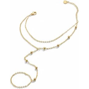 Gold Hand Chain,14k Gold Plated Bracelets for Women Dainty Ring Bracelet Trendy Non Tarnish Stackable Adjustable Hypoallergenic Jewelry Gift in Saudi Arabia