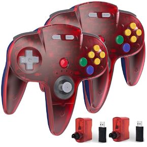 2 Pack Wireless N64 Controller for Switch Games, 2.4GHZ Rechargeable Wireless N64 Remote Joystick PC Game Controller Compatible with Raspberry Pi, N64 System, MAC, Windows 7,8,10,11 Clear Yellow in Kuwait