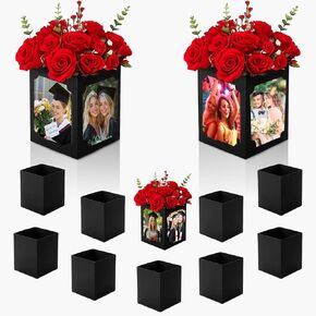 12 قطعة من صناديق عرض الصور المركزية للطاولة، دعامات إطار صور مقاس 6/7 بوصة مع تصميم مجوف للتخرج، وحفلات الزفاف، وأعياد الميلاد، وديكورات طاولات الحفلات، وإطارات سوداء قابلة لإعادة الاستخدام in Kuwait