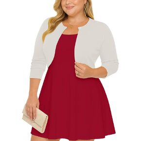 AusLook حجم كبير المرأة تتغاضى كم طويل خفيفة الوزن مفتوحة الجبهة متماسكة اقتصاص بوليرو سترة سترة 1X-5X in Kuwait