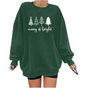 Christmas Oversized Sweatshirts For Women Merry And Bright Merry Christmas Holiday Outfits Xmas Gifts Pullover Tops in Saudi Arabia