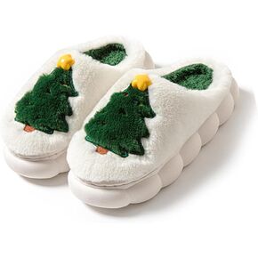 Christmas Slippers For Women Men Soft Warm Cotton Slippers House Memory Foam Slippers Cozy Fluffy Fall Winter Home Slippers - Christmas Tree Design for Women & Men - Indoor/Outdoor in Saudi Arabia