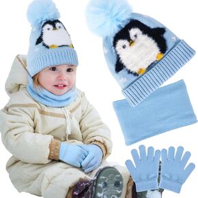 Boys Winter Hat and Gloves Scarf Set for Girls, Kids Knit Beanie Neck Mitten Cap Snow Accessories for Toddler Gifts in Kuwait