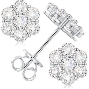 أقراط مرصعة بالماس المويسانتي المقلدة للنساء 5.6/8.0/10.3 مم، لا تسبب الحساسية .925 من الفضة الاسترليني عيار 18 قيراط أقراط من الذهب فيرميل، D اللون VVS1 هدية مجوهرات ماسية in Kuwait