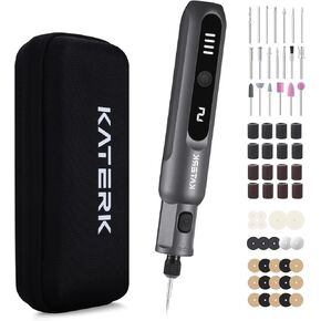 Katerk Cordless Rotary Tool Kit, 7.2V Aluminum Alloy Engraving Pen, Low Noise & 5 Speeds (10000-28000 RPM), Mini Rotary Tool with LED Indicator and 42 Accessories for Sanding, Polishing, Engraving in Kuwait