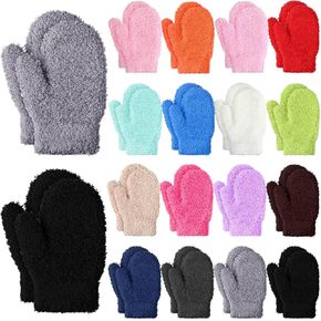 JaGely 16 Pairs Toddler Gloves Warm Fleece Kids Mittens Winter Stretch Knit Gloves Soft Lightweight Mittens for Boys and Girls in Kuwait