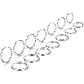 7 Pairs Stainless Steel Hoop Earrings for Women Men, Silver Small Stainless Steel Huggie Hoop Earrings Piercings Cartilage 8, 10, 12,14, 16, 18, 20 mm in Saudi Arabia