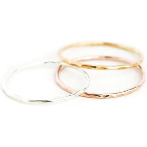 stacking ring. pebbled stacking band. rose, yellow gold filled or sterling silver. minimalist ring. slim ring. hammered textured rings. wedding band. in Kuwait