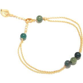 POSHPENDANT Handmade Natural Stone Bead Bracelets for Women – Dual Chain Design – 6mm Natural Stone Beads on Adjustable Gold Brass Chain – Spiritual Energy Jewelry (Multiple Variations) in Saudi Arabia