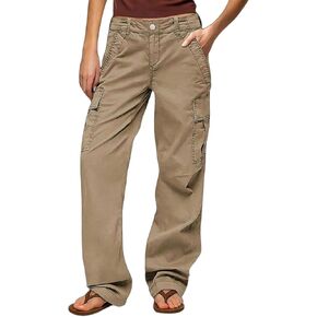 Flamingals Straight Leg Mid Waist Solid Stitch Detail Pants with Flap Pocket in Kuwait