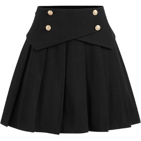 CIDER مطوي التنانير القصيرة المرأة تنورة منتصف الخصر زر ألف خط متزلج مطوي التنانير القصيرة تنورة الموضة in Kuwait