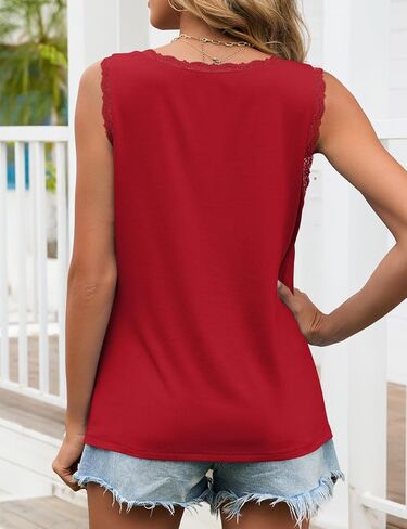 JUSTFASHIONNOW المرأة الدانتيل تانك القمم الصيف سكوب الرقبة عادية 2026 بلوزات بلا أكمام العصرية متأنق فضفاض قمصان مناسبة in Kuwait